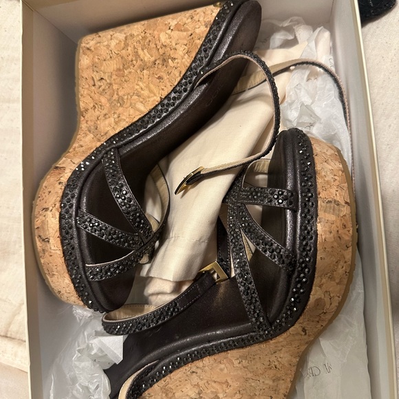 Black Studded Wedge Sandals - Picture 3 of 5